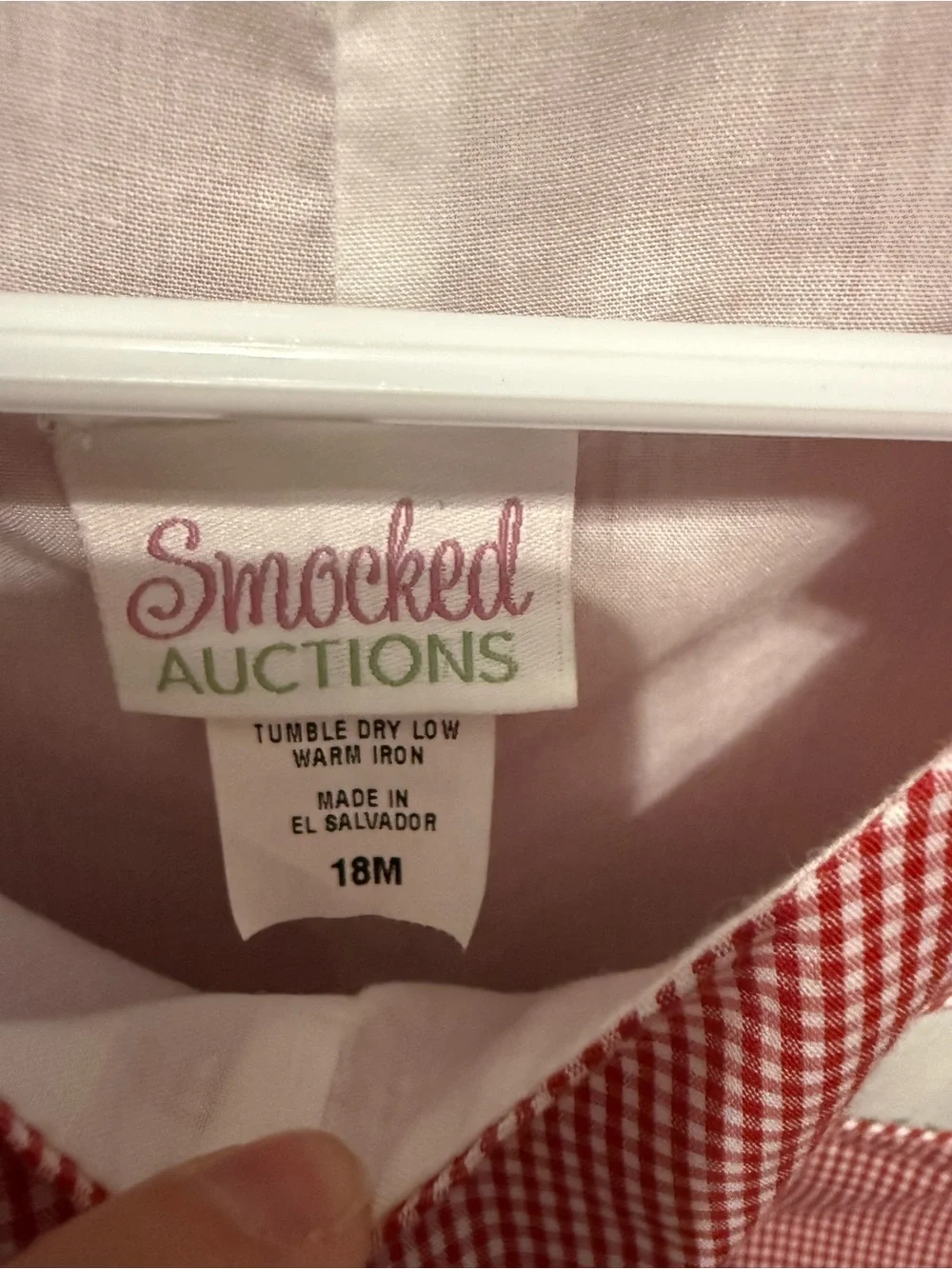 Red Gingham Kids One-Piece with Holiday Smocked Detail